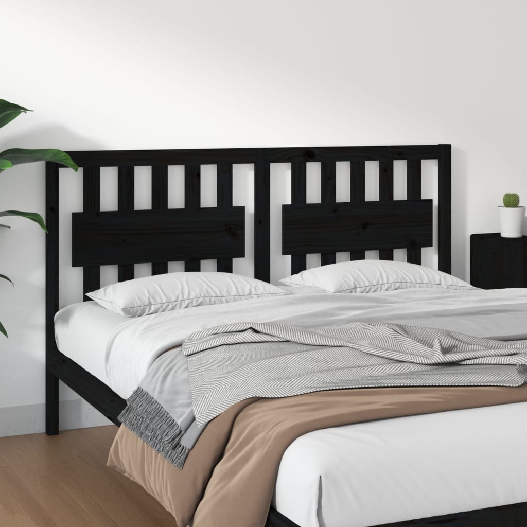 Testiera per Letto Nera 155,5x4x100cm in Legno Massello di Pino - homemem39