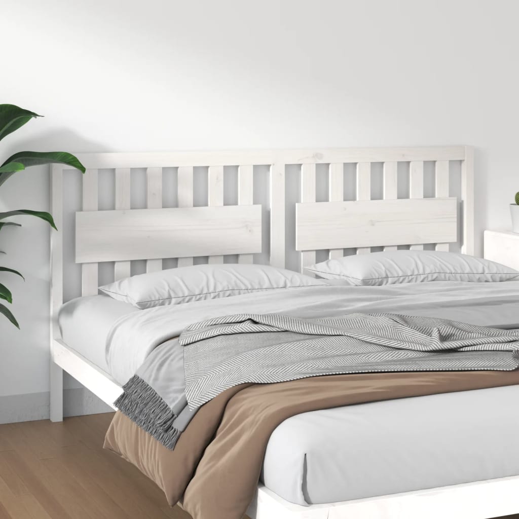 Testiera per Letto Bianca 185,5x4x100 cm Legno Massello di Pino - homemem39