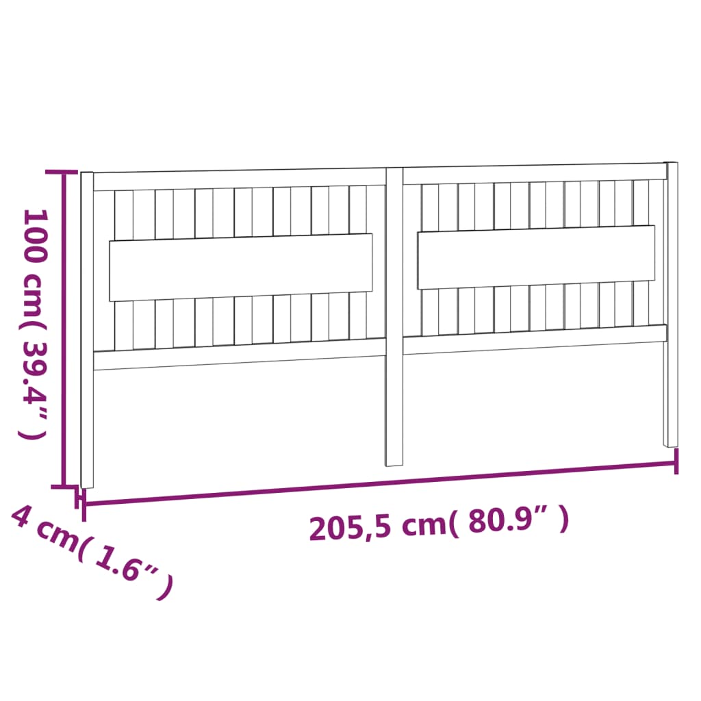 Testiera per Letto Bianca 205,5x4x100 cm Legno Massello di Pino - homemem39
