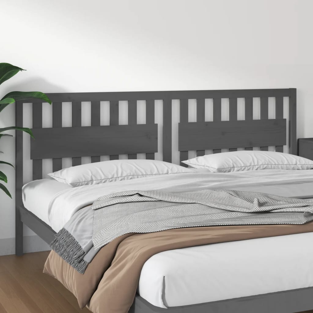Testiera per Letto Grigia 205,5x4x100 cm Legno Massello di Pino - homemem39