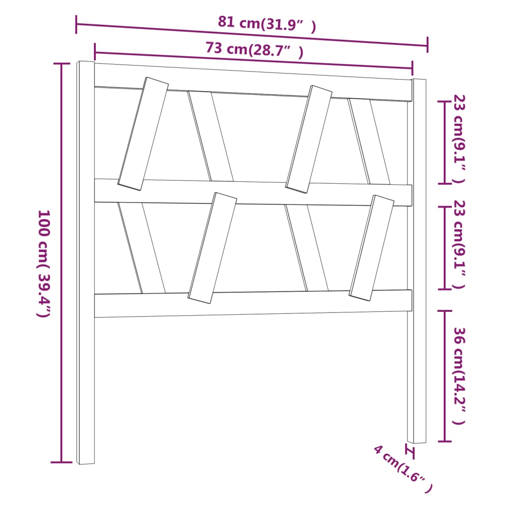 Testiera per Letto ambra 81x4x100 cm in Legno Massello di Pino - homemem39