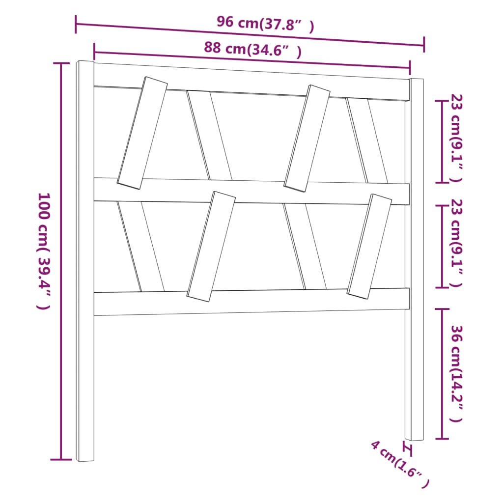 Testiera per Letto Grigia 96x4x100 cm in Legno Massello di Pino - homemem39