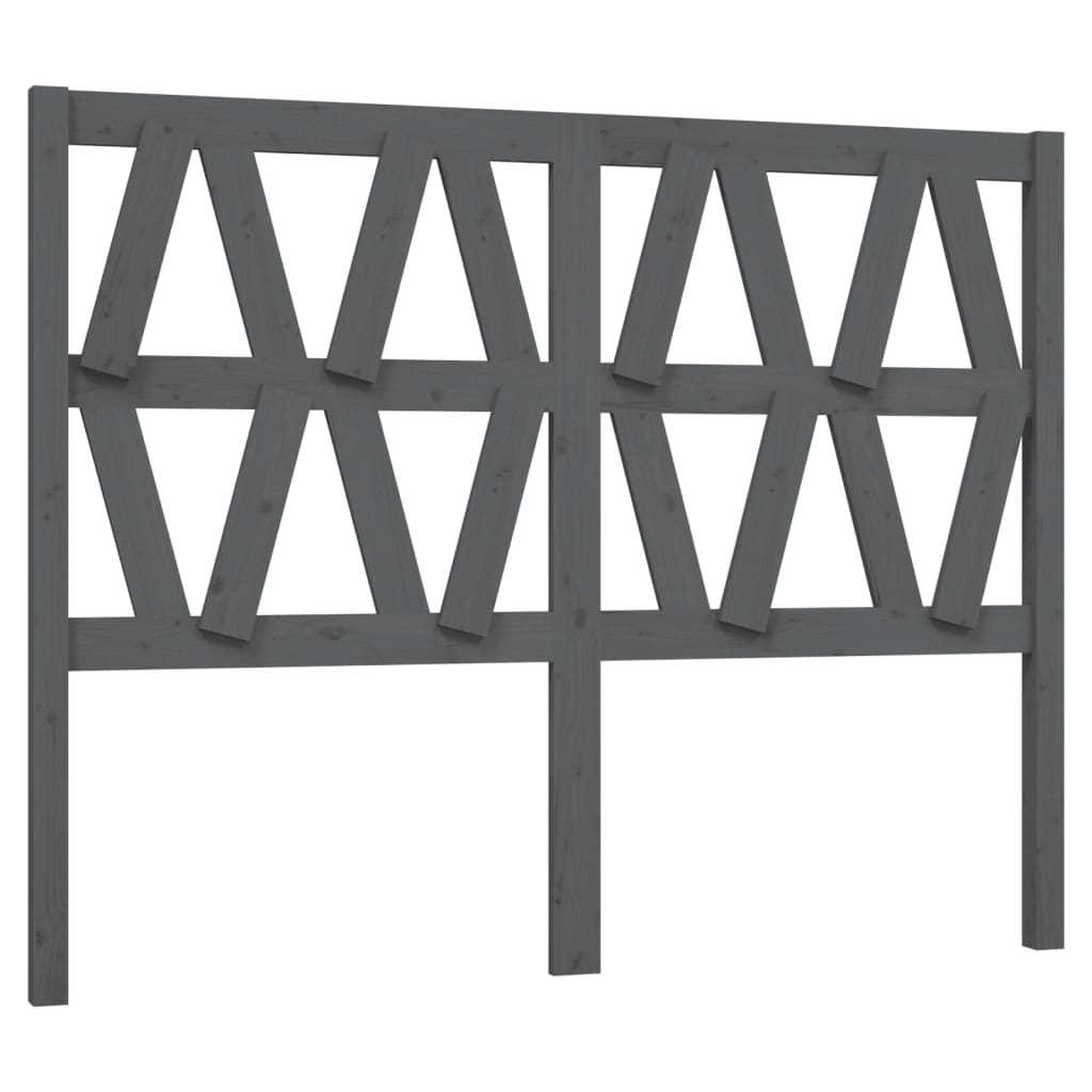 Testiera per Letto Grigia 126x4x100cm in Legno Massello di Pino - homemem39