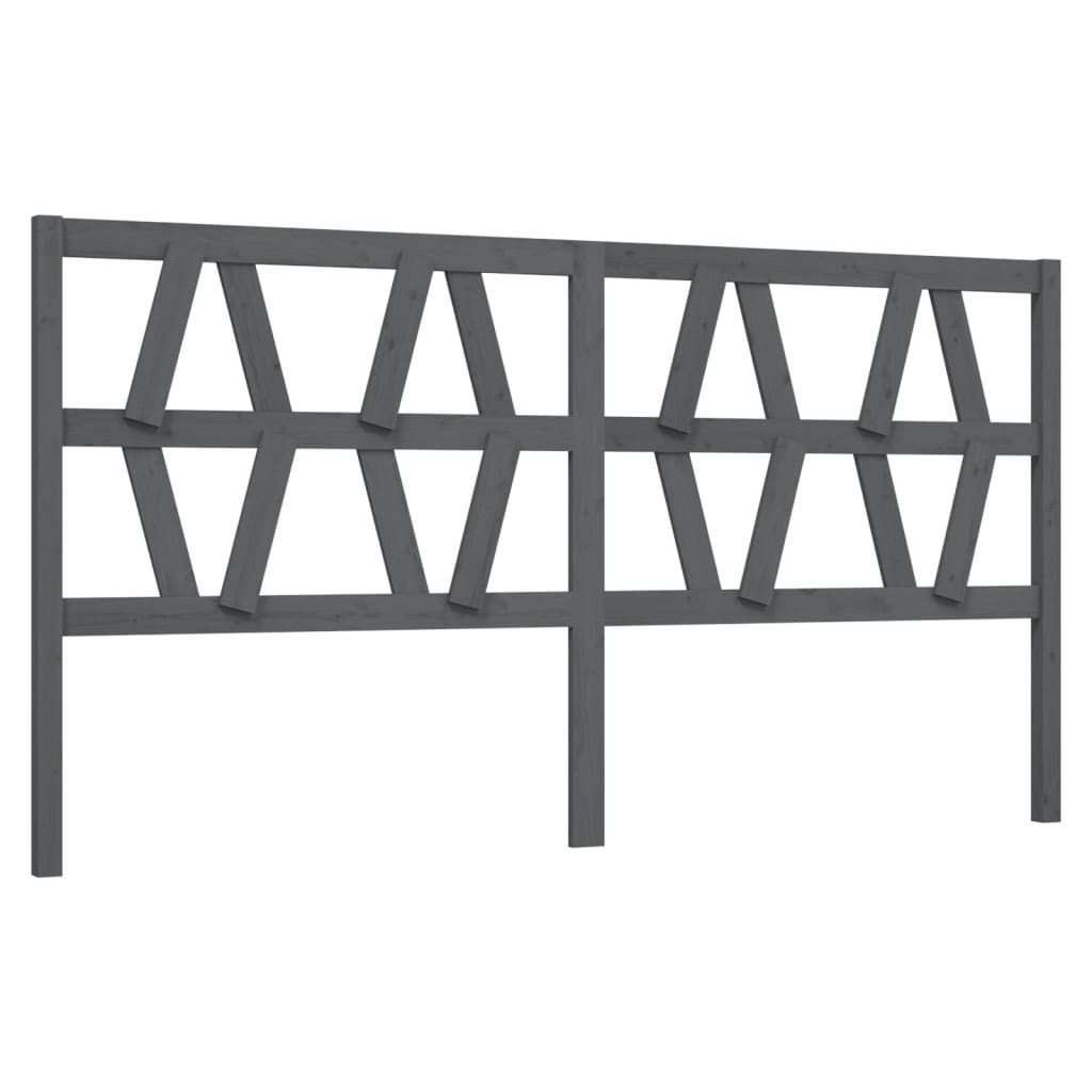 Testiera per Letto Grigia 206x4x100cm in Legno Massello di Pino - homemem39