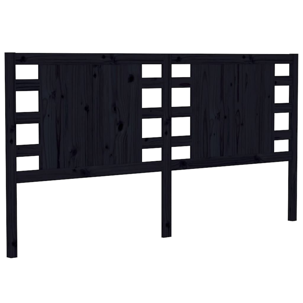 Testiera per Letto Nera 146x4x100 cm in Legno Massello di Pino - homemem39
