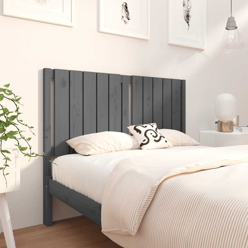 Testiera per Letto Grigia 125,5x4x100 cm Legno Massello di Pino - homemem39
