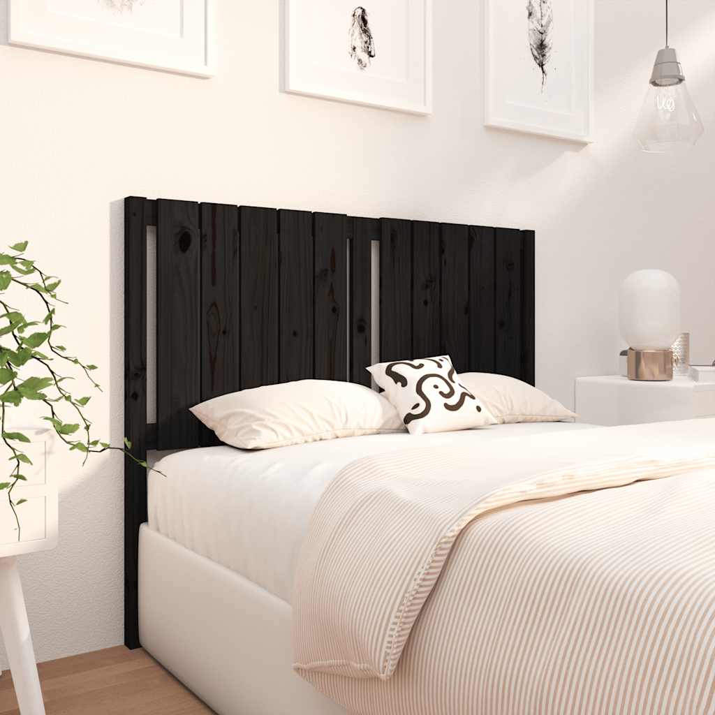 Testiera per Letto Nera 125,5x4x100cm in Legno Massello di Pino - homemem39