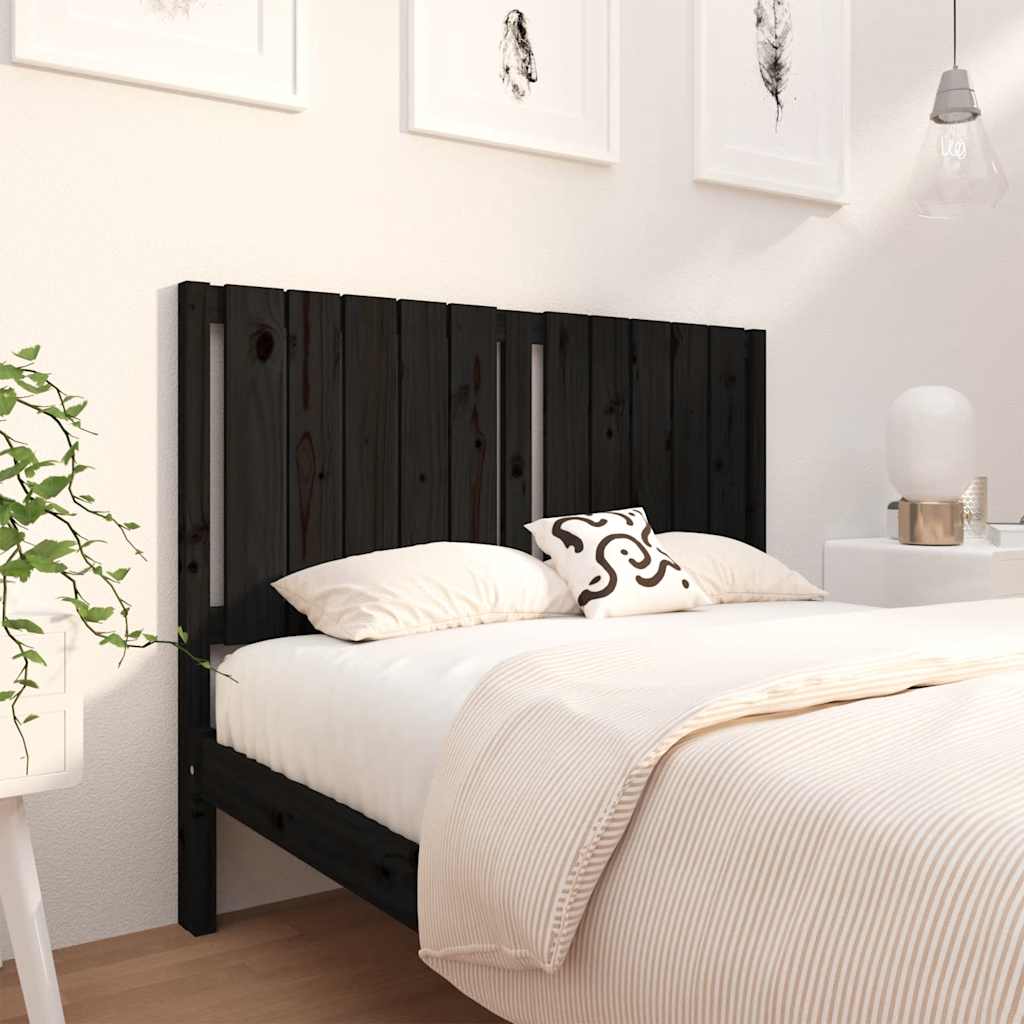 Testiera per Letto Nera 125,5x4x100cm in Legno Massello di Pino - homemem39