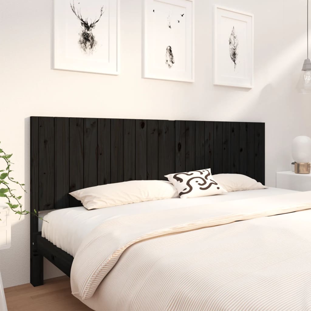 Testiera per Letto Nera 205,5x4x100cm in Legno Massello di Pino - homemem39