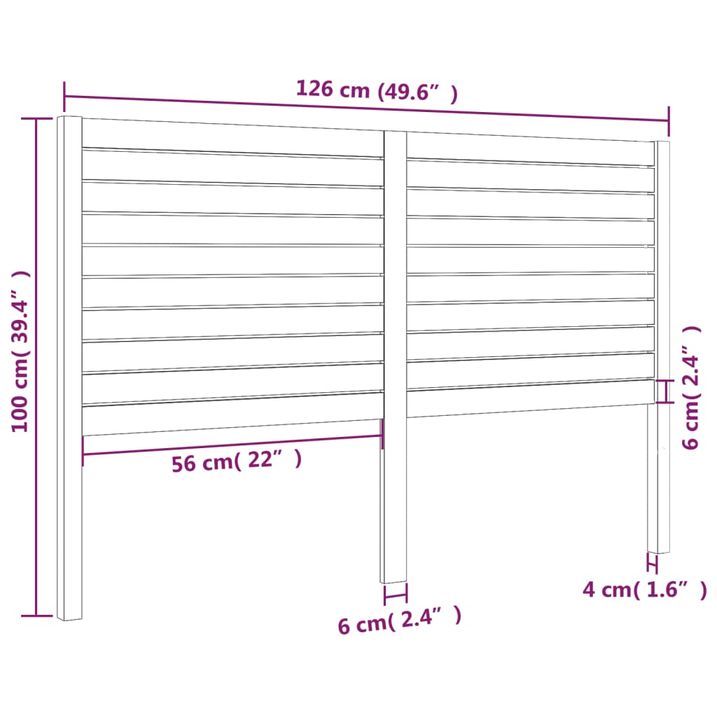 Testiera per Letto Nera 126x4x100 cm in Legno Massello di Pino | homemem39