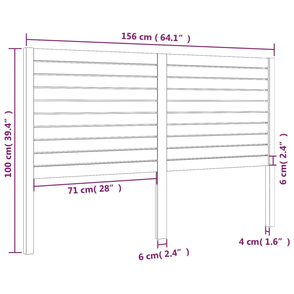 Testiera per Letto Nera 156x4x100 cm in Legno Massello di Pino | homemem39