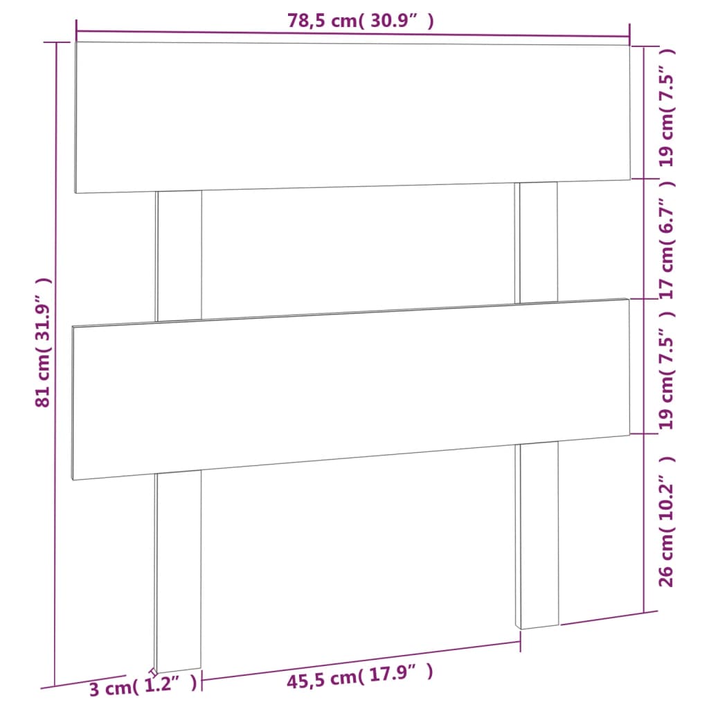 Testiera per Letto ambra 78,5x3x81 cm in Legno Massello di Pino - homemem39