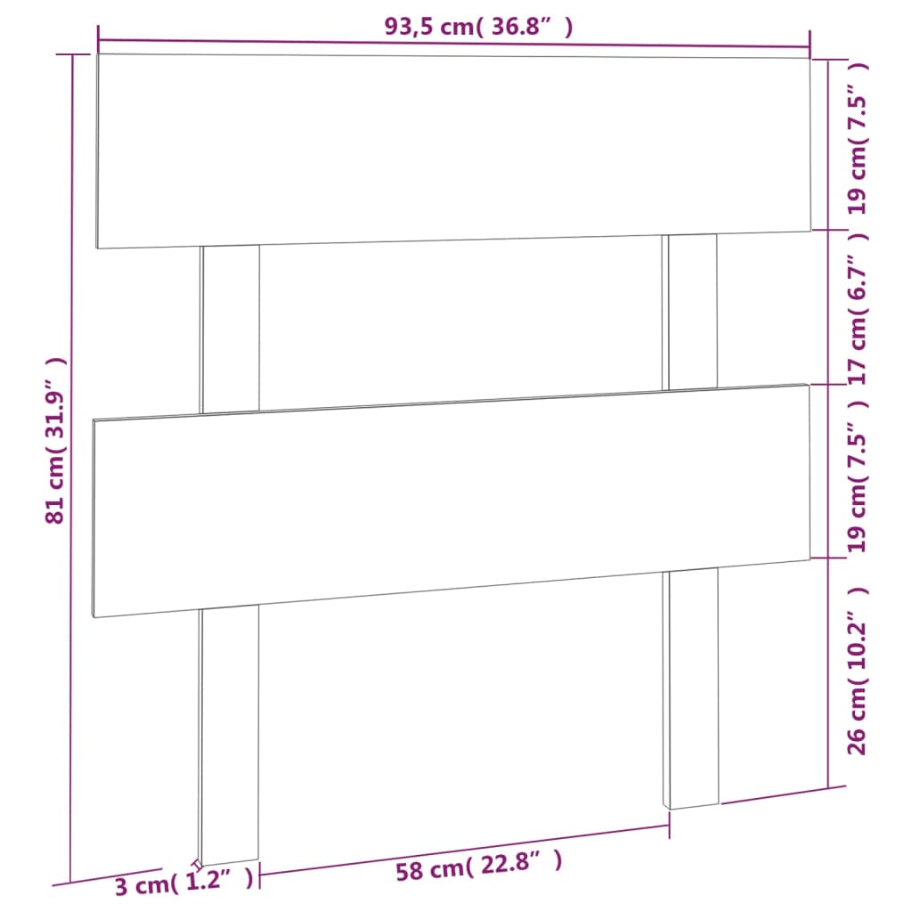 Testiera per Letto 93,5x3x81 cm in Legno Massello di Pino | homemem39