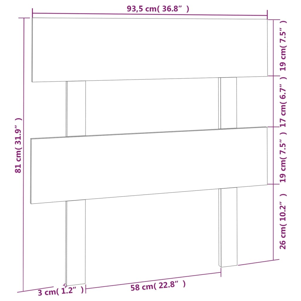 Testiera per Letto ambra 93,5x3x81 cm in Legno Massello di Pino - homemem39