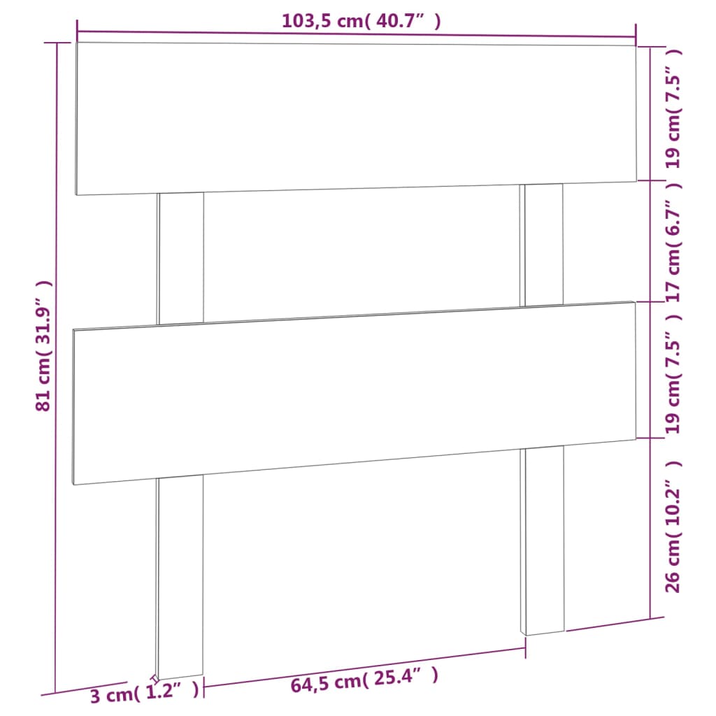 Testiera per Letto Bianca 103,5x3x81 cm Legno Massello di Pino