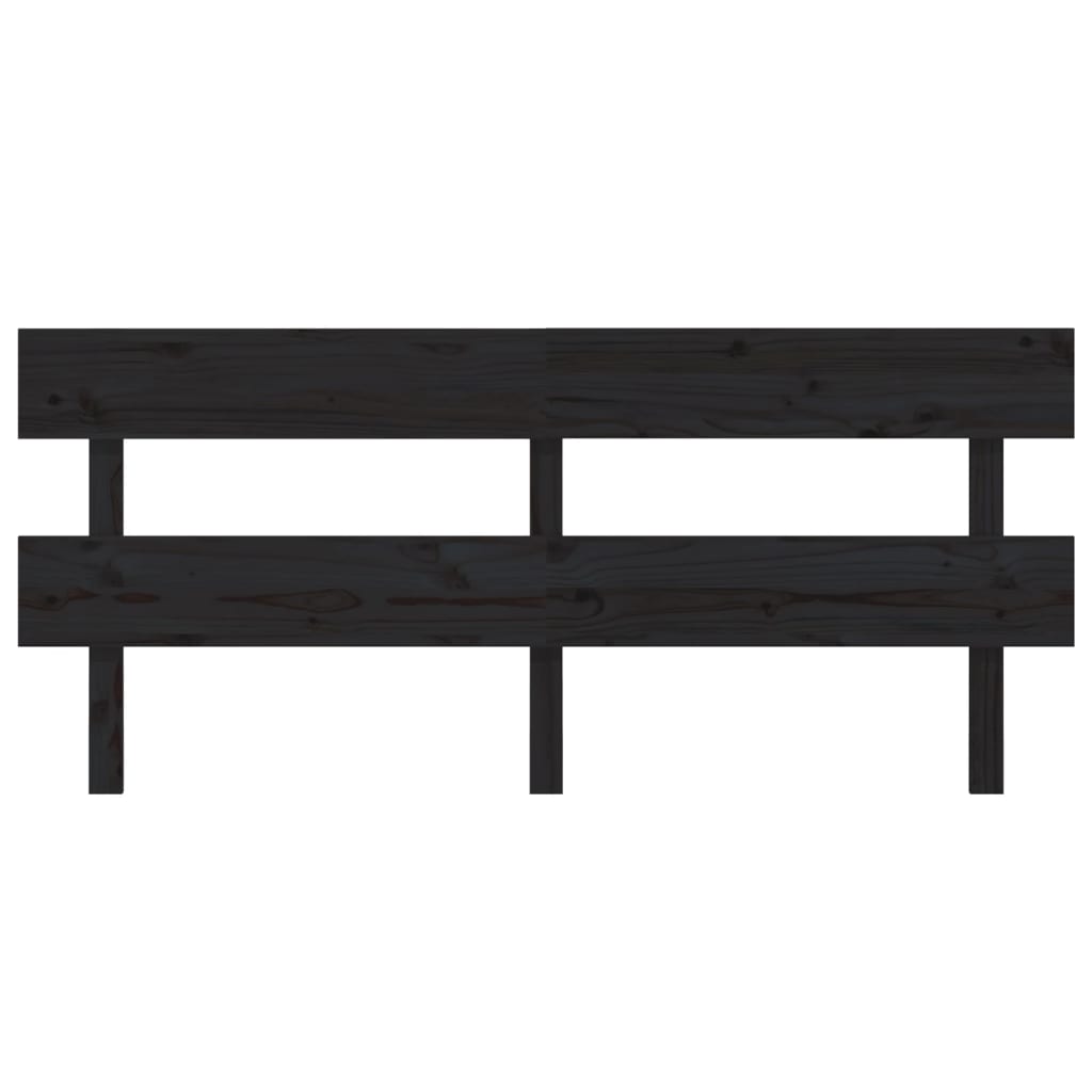 Testiera per Letto Nera 204x3x81 cm in Legno Massello di Pino - homemem39
