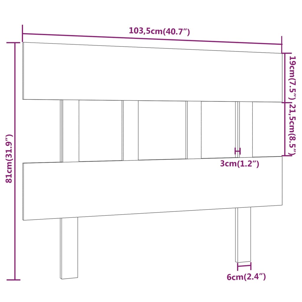 Testiera per Letto ambra 103,5x3x81cm in Legno Massello di Pino