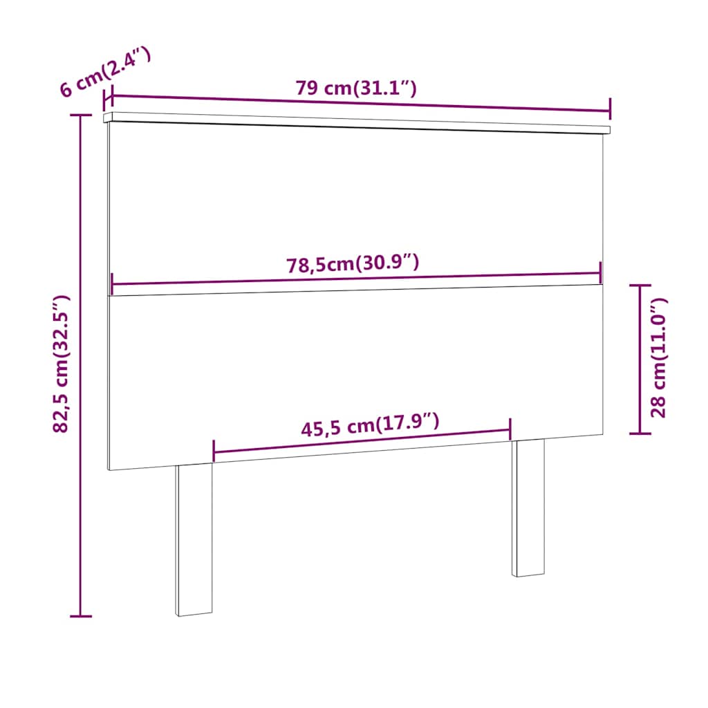 Testiera per Letto 79x6x82,5 cm Legno Massello di Pino - homemem39