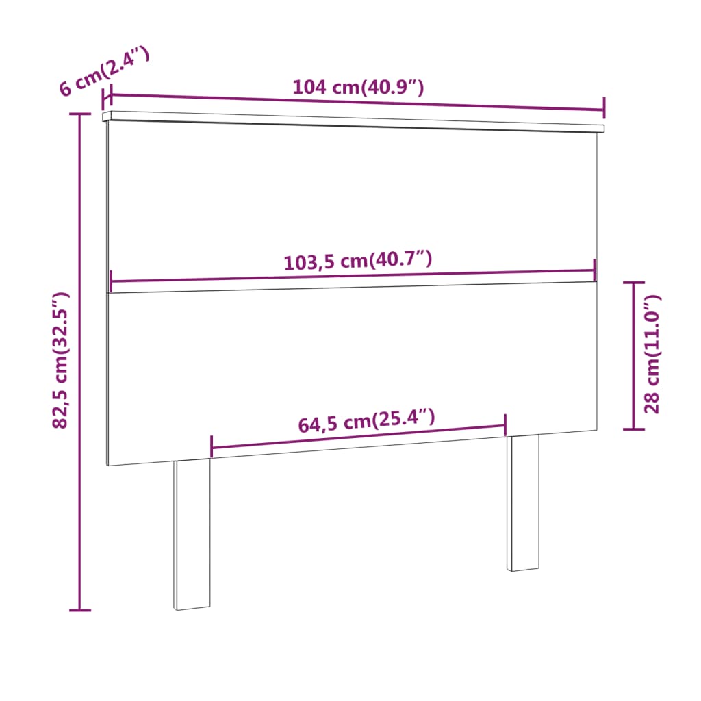 Testiera per Letto ambra 104x6x82,5cm in Legno Massello di Pino - homemem39