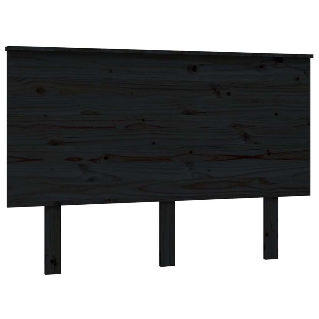 Testiera per Letto Nera 124x6x82,5 cm in Legno Massello di Pino - homemem39
