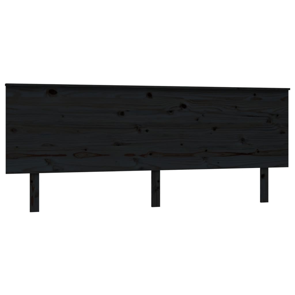 Testiera per Letto Nera 204x6x82,5 cm in Legno Massello di Pino - homemem39
