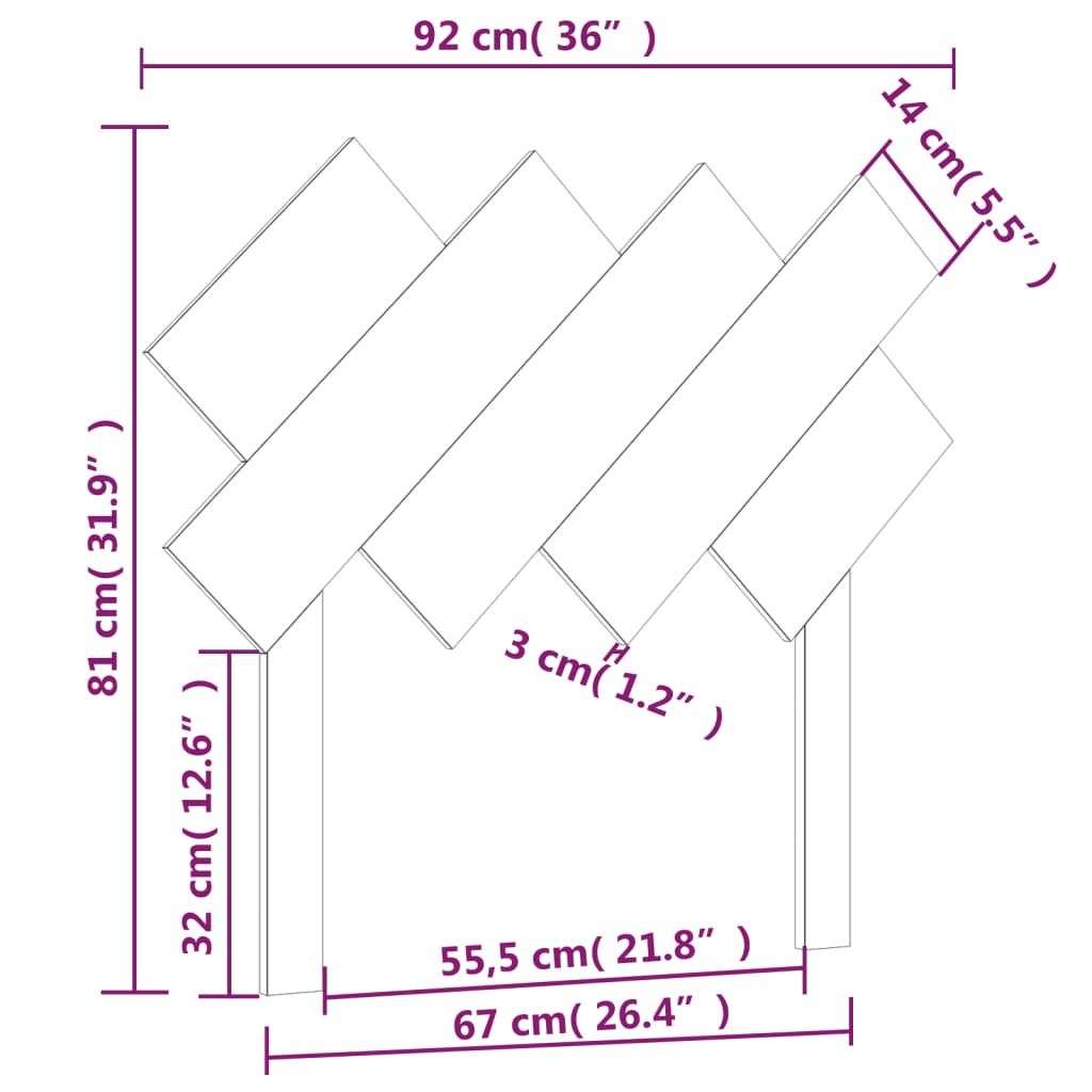 Testiera per Letto Ambra 92x3x81 cm in Legno Massello di Pino - homemem39