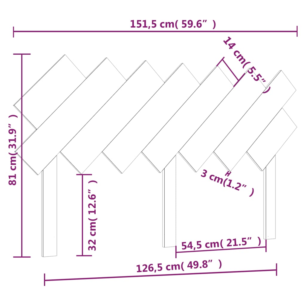 Testiera per Letto Ambra 151,5x3x81 cm Legno Massello di Pino - homemem39