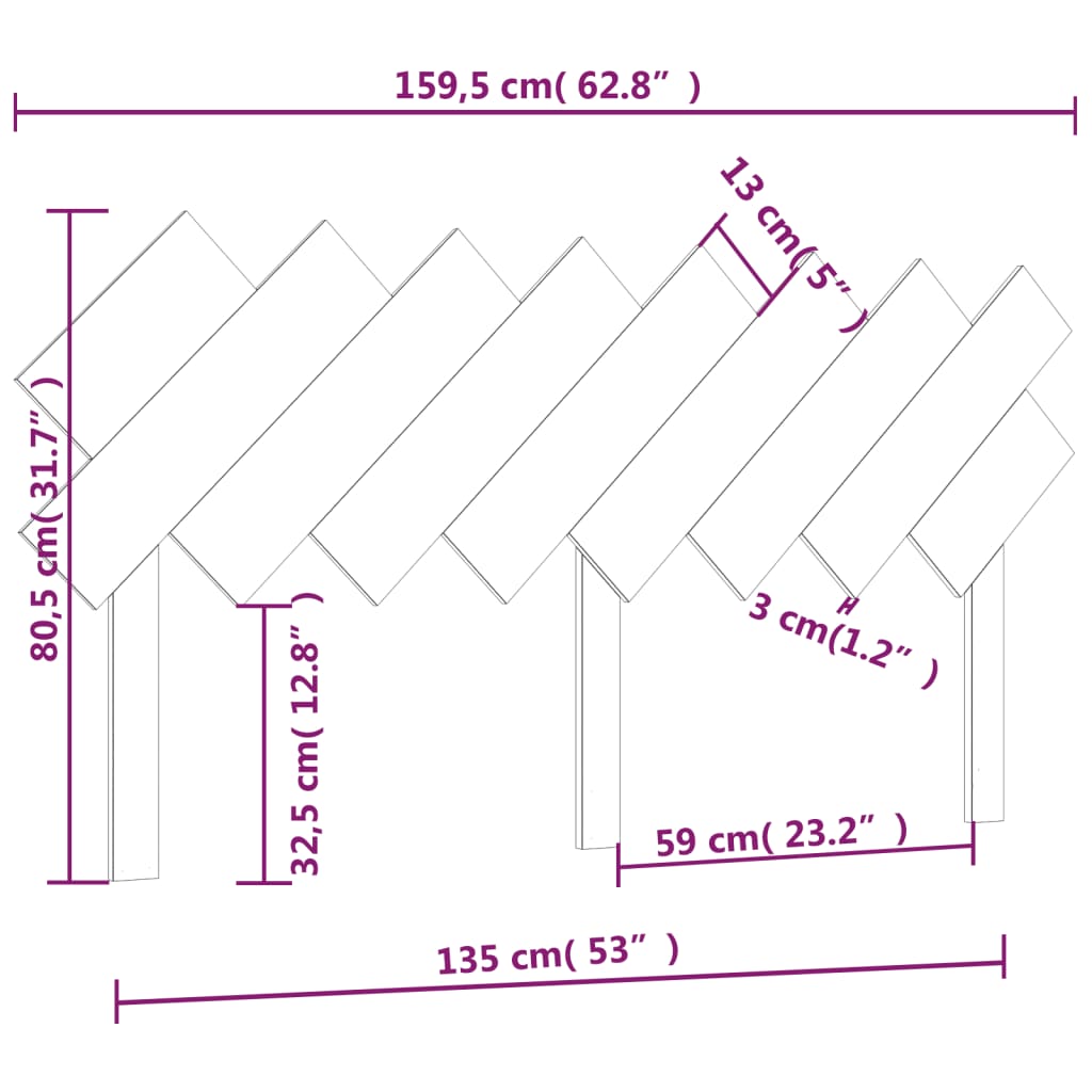 Testiera Letto Ambra 159,5x3x80,5 cm in Legno Massello di Pino - homemem39