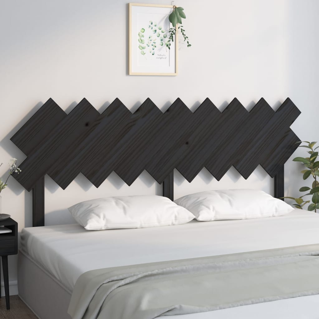 Testiera per Letto Nera 178x3x80,5 cm in Legno Massello di Pino - homemem39