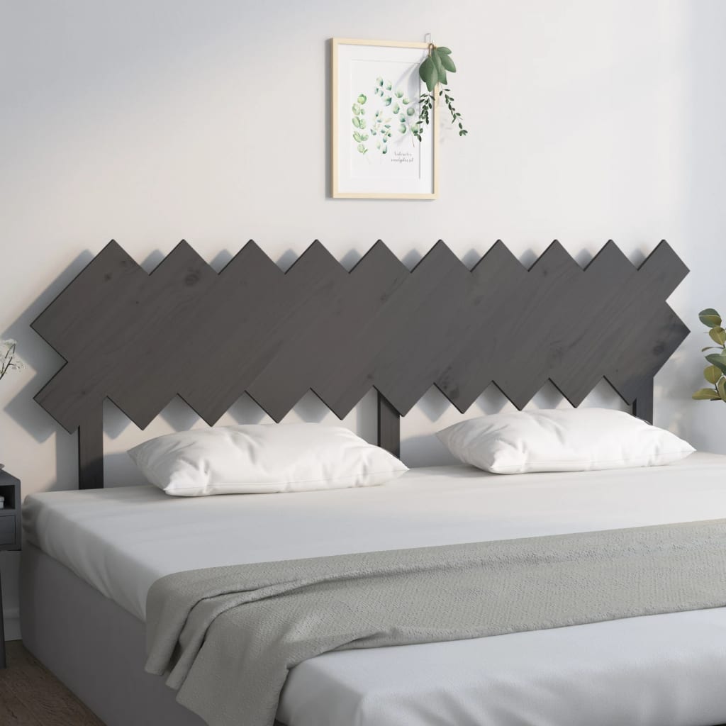 Testiera per Letto Grigia 196x3x80,5 cm Legno Massello di Pino - homemem39