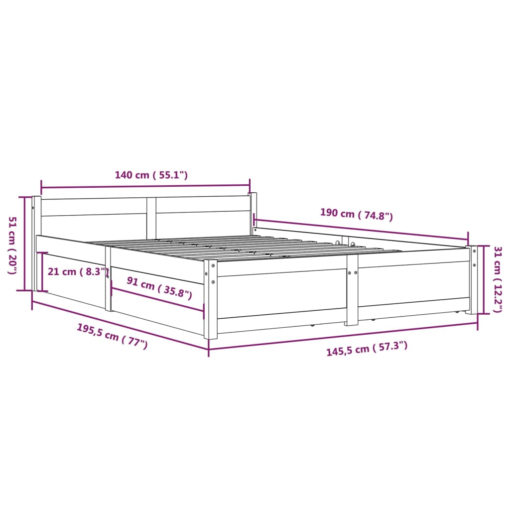 Giroletto con Cassetti 140x190 cm | homemem39