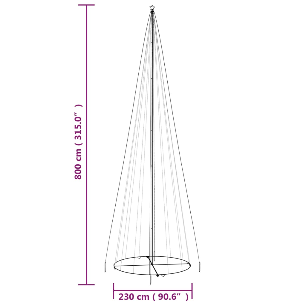 Albero di Natale a Cono Colorato 1134 LED 230x800 cm - homemem39