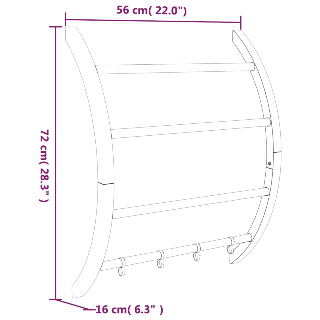 Portasciugamani con Ganci Argento 56x16x72 cm Alluminio | homemem39