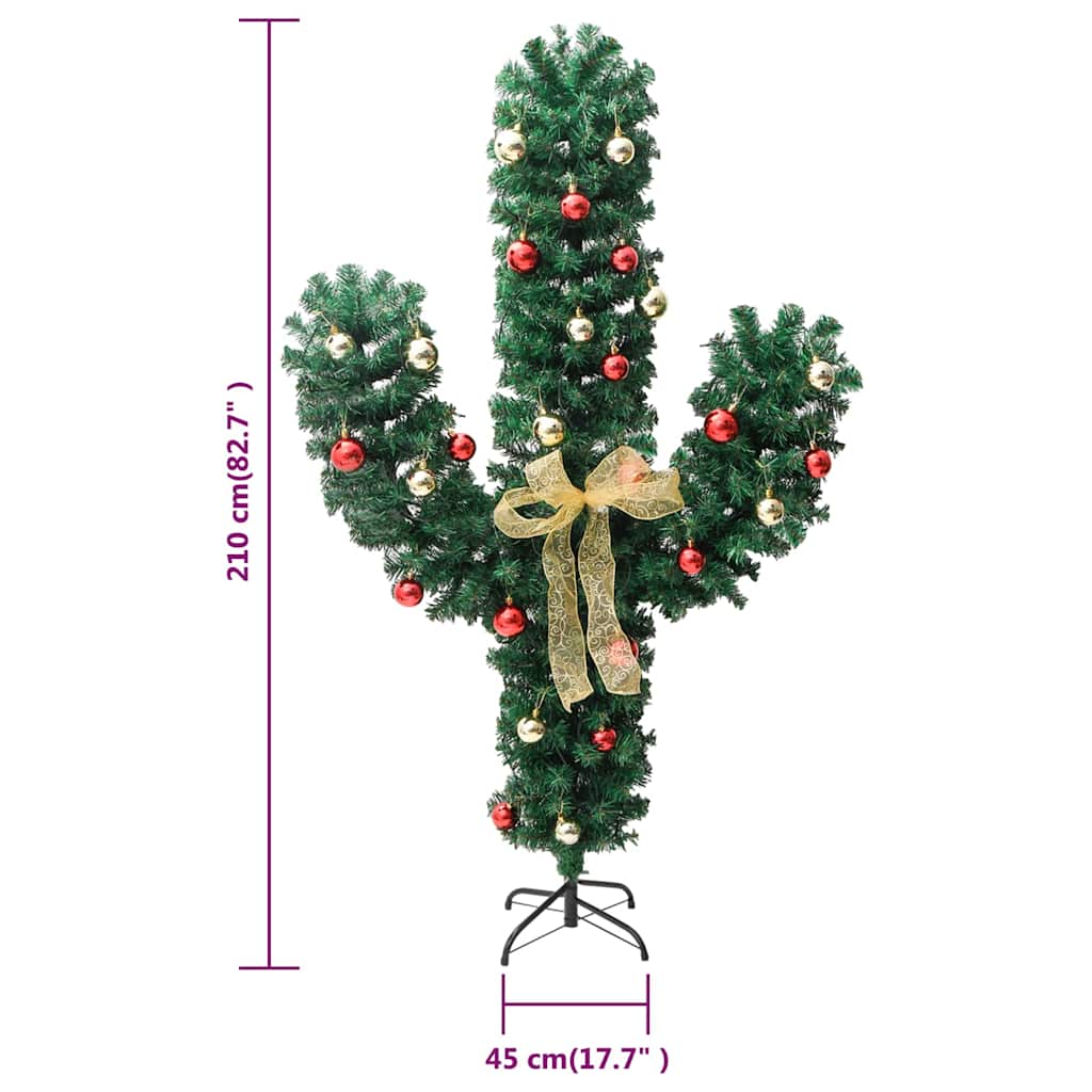Cactus di Natale con Base e LED Verde 210 cm PVC | homemem39