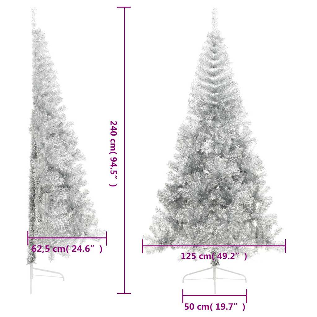 Albero di Natale a Metà con Supporto Argento 240 cm PET | homemem39