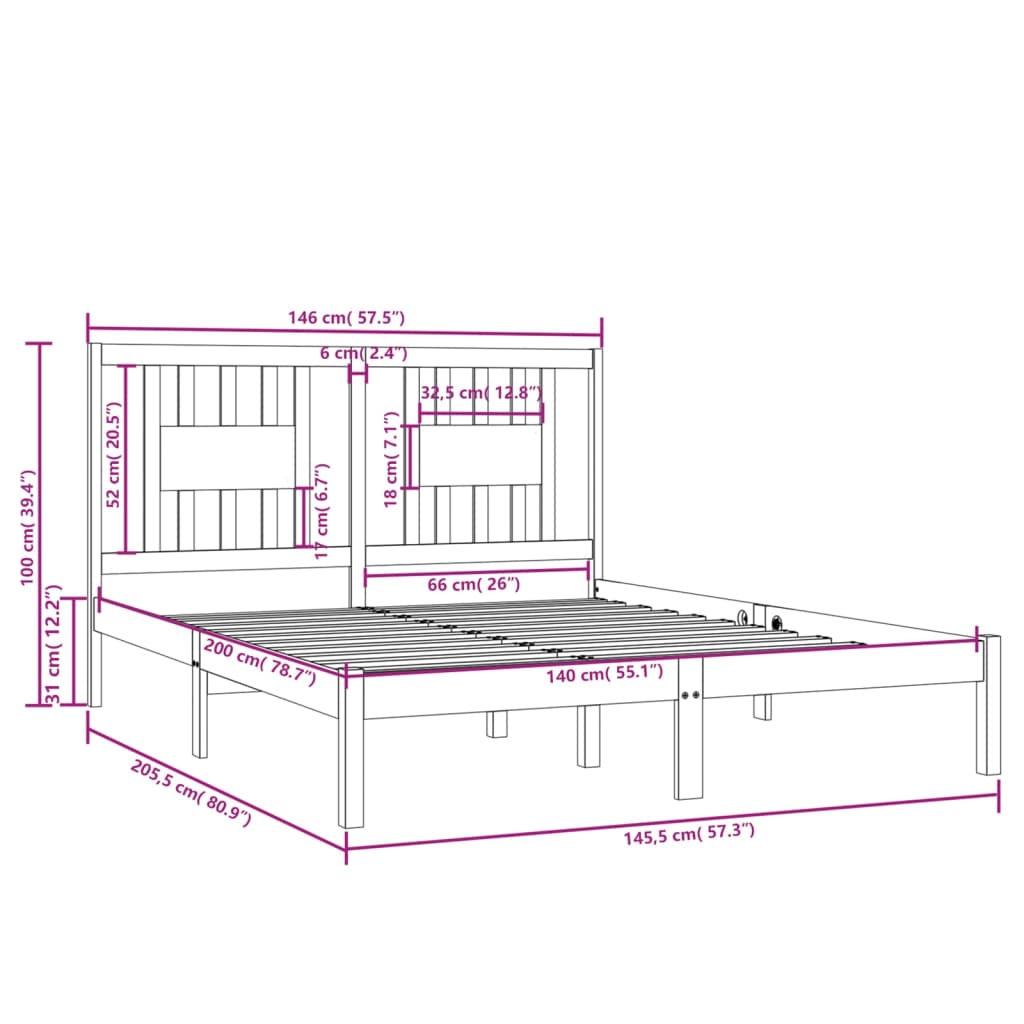 Giroletto Bianco in Legno Massello di Pino 140x200 cm | homemem39