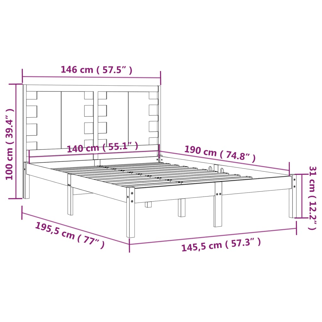 Giroletto Nero in Legno Massello di Pino 140x190 cm | homemem39