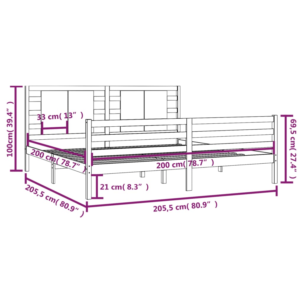 Giroletto Grigio in Legno Massello di Pino 200x200 cm | homemem39