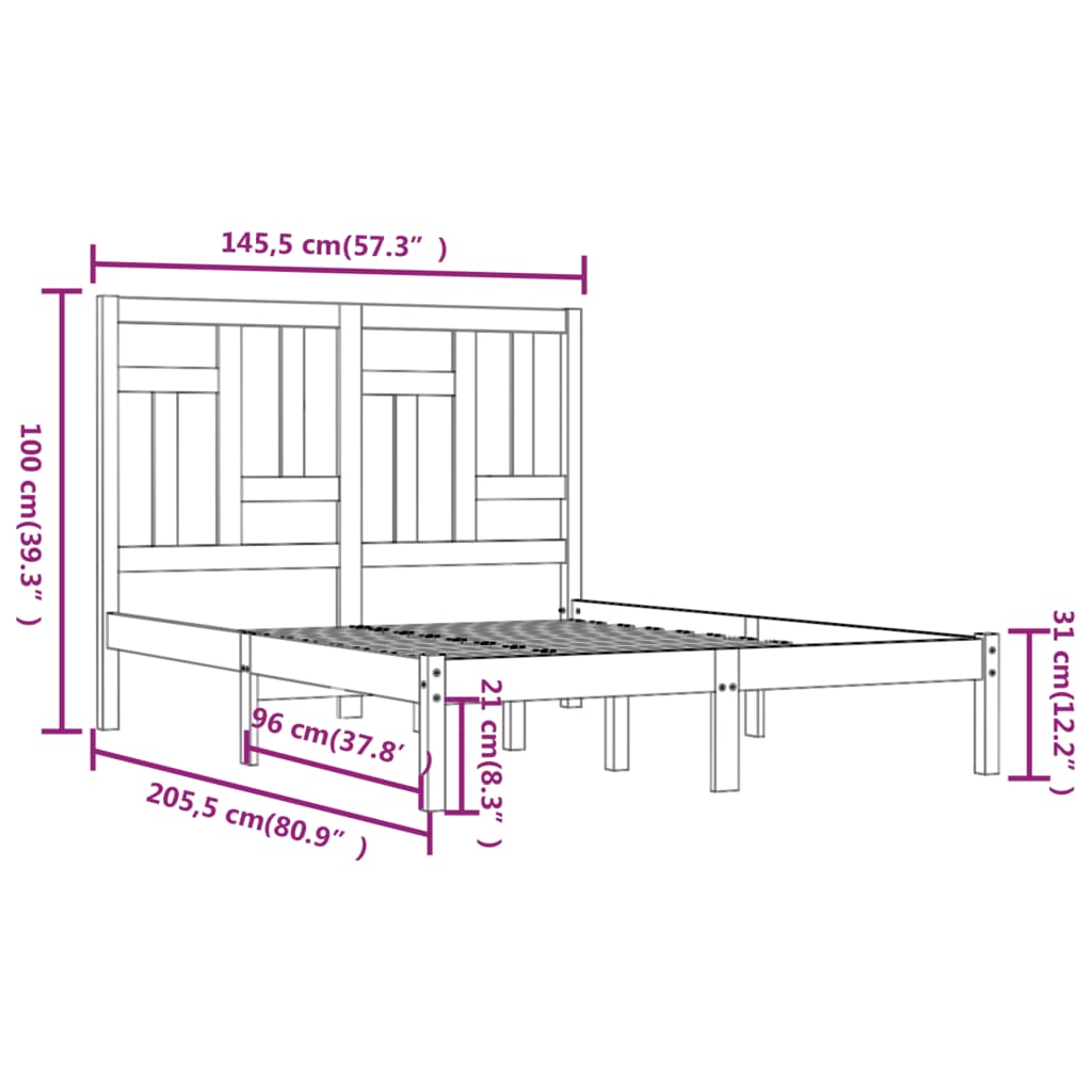 Giroletto senza Materasso 140x200 cm in Legno Massello di Pino | homemem39