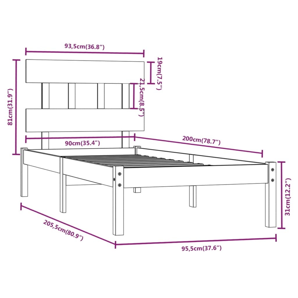 Giroletto in Legno Massello 90x200 cm | homemem39
