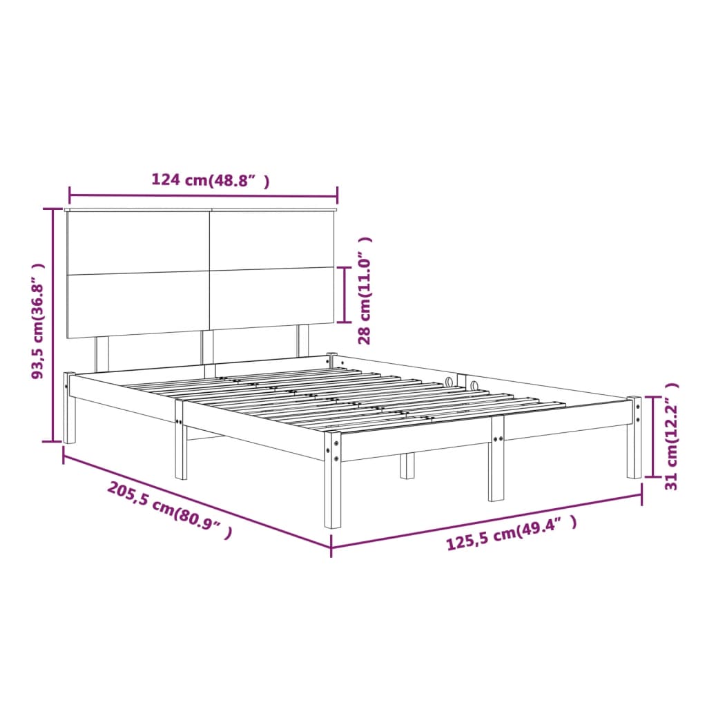 Giroletto senza Materasso Bianco 120x200 cm Legno Massello Pino | homemem39
