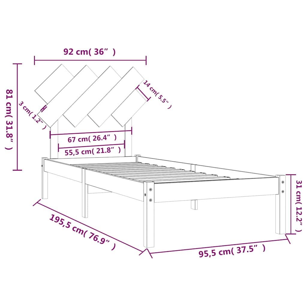 Giroletto 90x190 cm Single in Legno Massello | homemem39