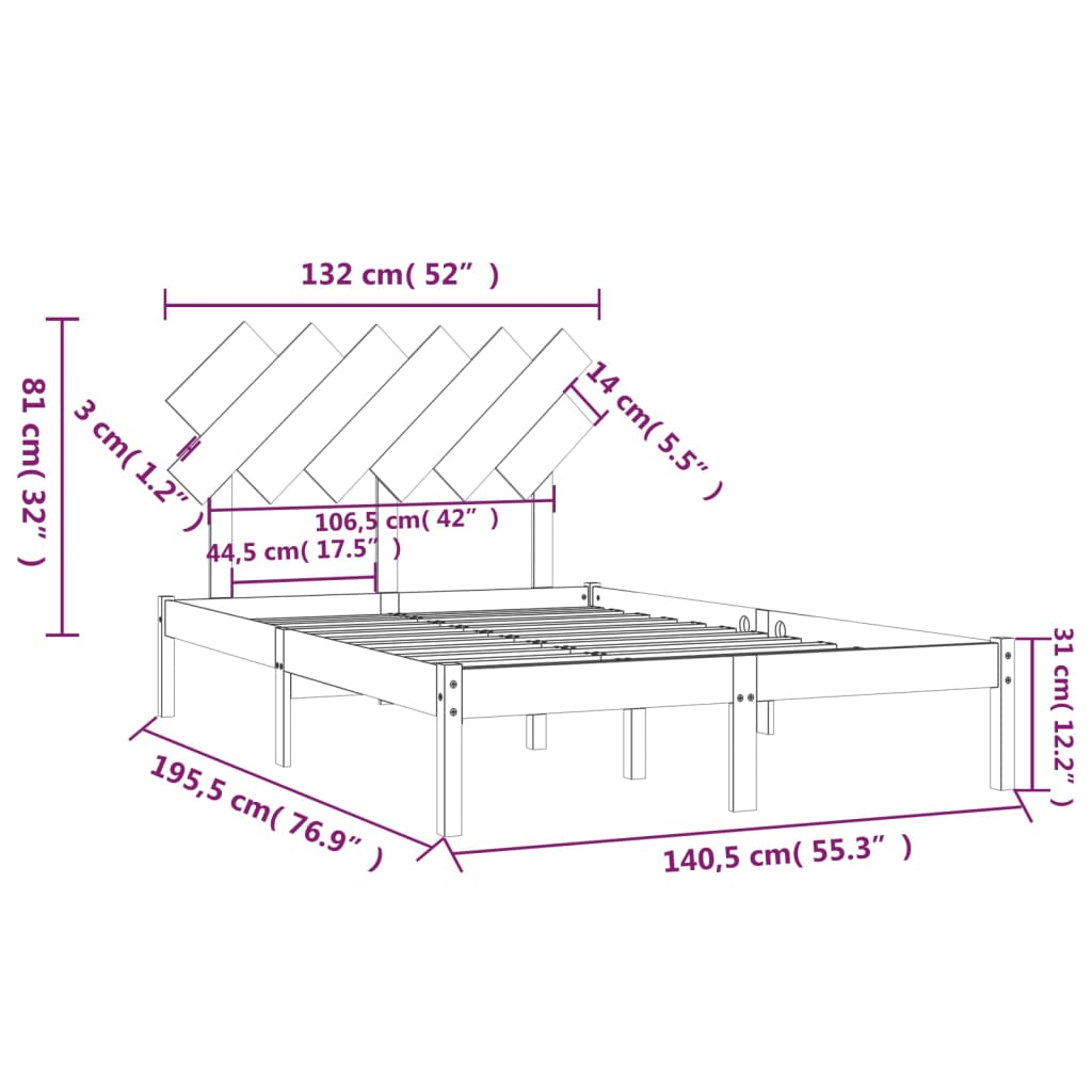 Giroletto Bianco 135x190 cm Double in legno Massello | homemem39
