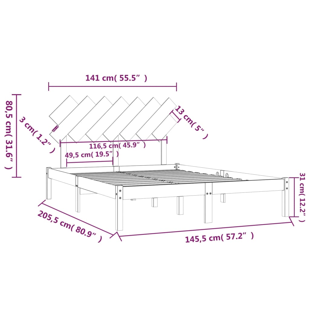 Giroletto Bianco 140x200 cm in Legno Massello | homemem39