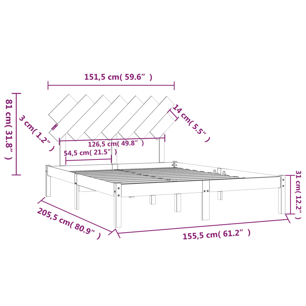 Giroletto 150x200 cm King in Legno Massello | homemem39