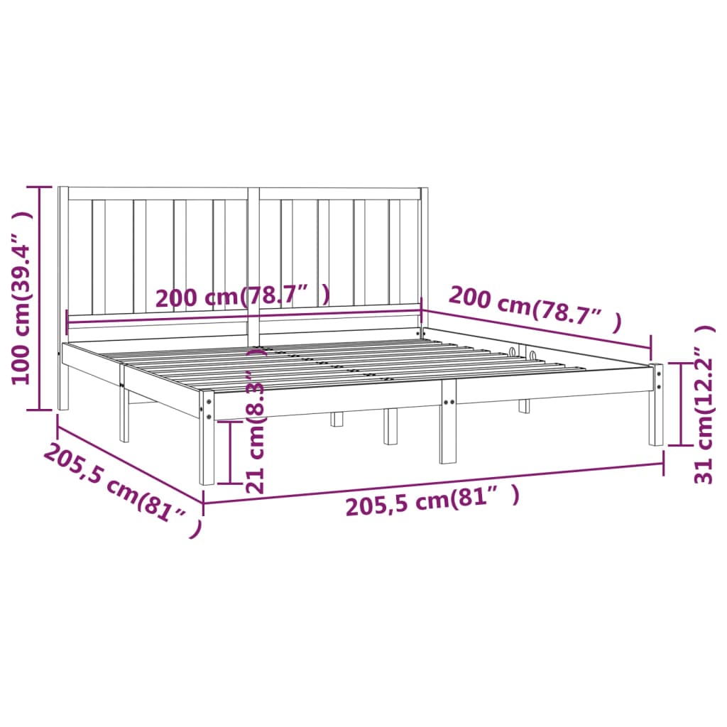 Giroletto senza Materasso Ambra in Legno di Pino 200x200 cm | homemem39