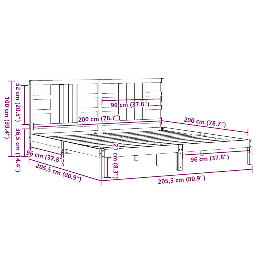 Giroletto Nero in Legno Massello 200x200 cm | homemem39