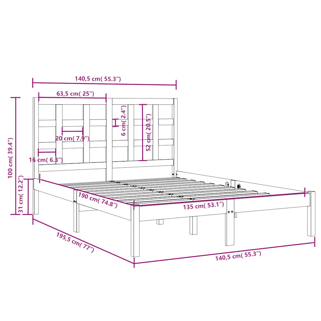 Giroletto in Legno Massello 135x190 cm Double | homemem39