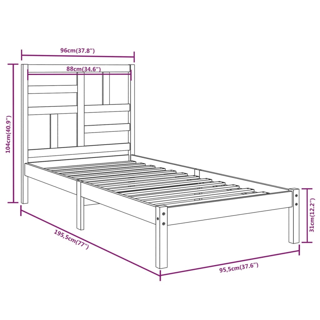 Giroletto in Legno Massello 90x190 cm Single | homemem39
