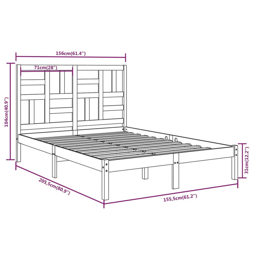 Giroletto Bianco in Legno Massello 150x200 cm King Size | homemem39